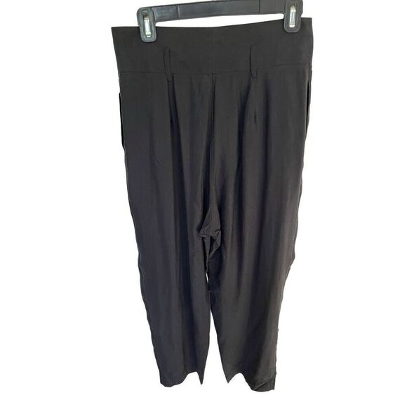 Smythe High Waisted Cropped Rayon Trousers Slack Pants In Black Women’s 4/28 - Picture 3 of 15